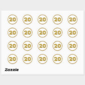 Gouden ballon nummer 20 ronde Sticker (Vel)