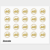 Gouden ballon nummer 40 ronde sticker (Vel)
