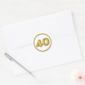 Gouden ballon nummer 40 ronde sticker (Envelop)