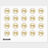 Gouden ballon nummer 70 ronde Sticker (Vel)