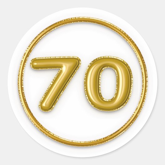 Gouden ballon nummer 70 ronde Sticker (Voorkant)