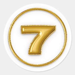 Gouden ballon nummer 7 ronde sticker