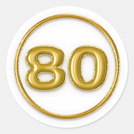 Gouden ballon nummer 80 ronde sticker (Voorkant)