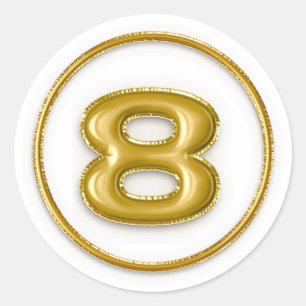 Gouden ballon nummer 8 typografie ronde Sticker
