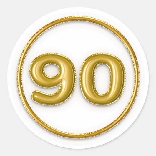 Gouden ballon nummer 90 ronde Sticker (Voorkant)