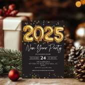 Gouden Ballon Oud en Nieuw-feest 2025 Kaart