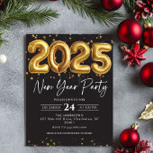 Gouden Ballon Oud en Nieuw-feest 2025 Kaart