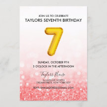 Gouden Ballon Rood Roze Glitter 7e Verjaardagsfees