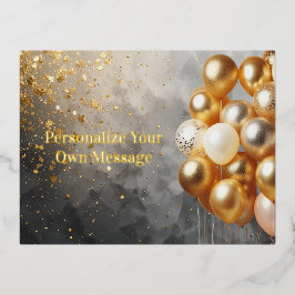 Gouden ballon thema folie feestdagen briefkaart
