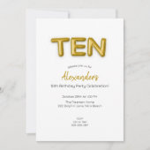 Gouden ballon tiende verjaardag foto uitnodigen kaart (Voorkant)