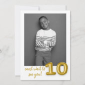 Gouden ballon tiende verjaardag foto uitnodigen kaart (Achterkant)