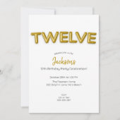 Gouden ballon Twaalfde verjaardag foto uitnodigen Kaart (Voorkant)