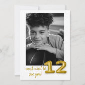 Gouden ballon Twaalfde verjaardag foto uitnodigen Kaart (Achterkant)