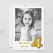 Gouden ballon vierde verjaardag foto uitnodigen kaart (Achterkant)