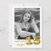 Gouden ballon vijftiende verjaardag foto uitnodige kaart (Achterkant)