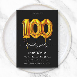 Gouden ballon zwart 100e verjaardag kaart