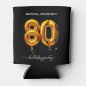 Gouden ballon zwart 80ste verjaardagsfeest blikjeskoeler (Voorkant)