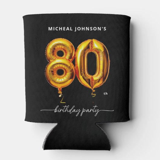 Gouden ballon zwart 80ste verjaardagsfeest blikjeskoeler (Achterkant)