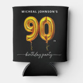 Gouden ballon zwart 90ste verjaardagsfeest blikjeskoeler (Voorkant)