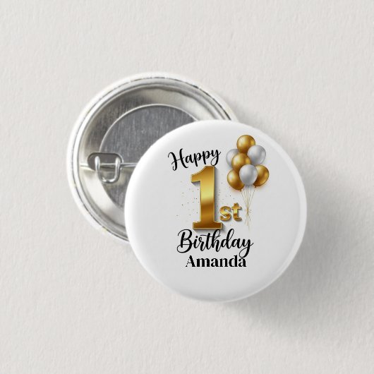 Gouden Ballonnen 1e Verjaardag Speldje (Voorkant /achterkant)