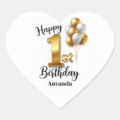 Gouden Ballonnen 1e Verjaardag Sticker Vel (Voorkant)