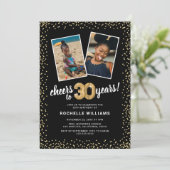 Gouden ballonnen 2 foto 30e verjaardag kaart (Staand voorkant)