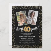 Gouden ballonnen 2 foto 40e verjaardag kaart (Voorkant)