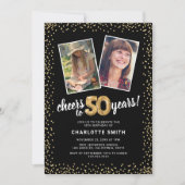 Gouden ballonnen 2 foto 50e verjaardag kaart (Voorkant)