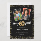 Gouden ballonnen 2 foto 60e verjaardag kaart (Voorkant)