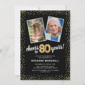 Gouden ballonnen 2 foto 80e verjaardag kaart (Voorkant)
