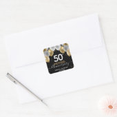 Gouden Ballonnen 50ste Verjaardag Vierkante Sticker (Envelop)