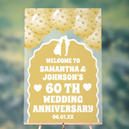 Gouden Ballonnen 60e trouwdag Frosted Acryl Bord