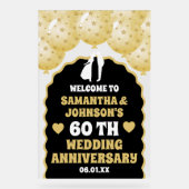 Gouden Ballonnen 60e trouwdag Welkom Acryl Bord (Voorkant)