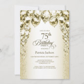 Gouden ballonnen 75ste verjaardagsfeest kaart (Voorkant)