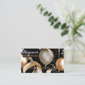 Gouden Ballonnen Chic Zwart Feest Evenementenplann Visitekaartje (Staand voorkant)