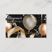 Gouden Ballonnen Chic Zwart Feest Evenementenplann Visitekaartje (Voorkant)