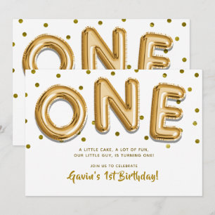 Gouden ballonnen & confetti EEN 1e verjaardagsfees Kaart