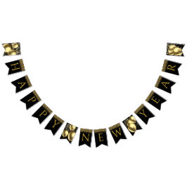 Gouden ballonnen, confetti Gelukkige Nieuwjaar bri Vlaggetjes