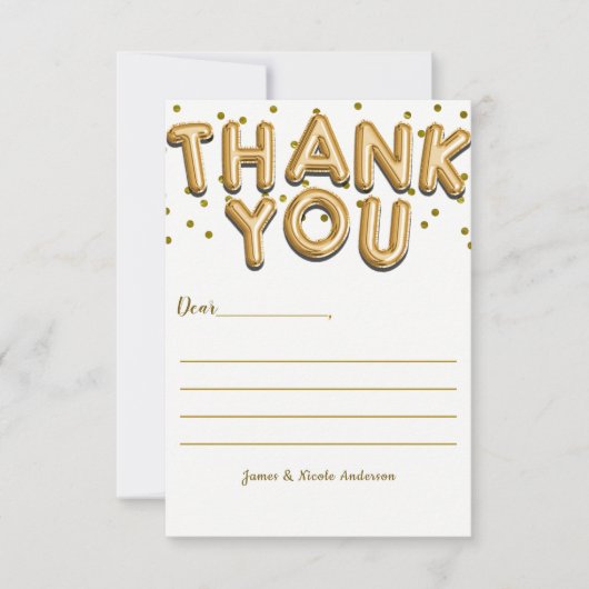 Gouden ballonnen Confetti Stippen Modern Dank je k Bedankkaart (Voorkant)