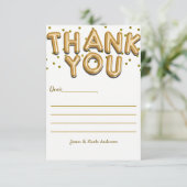 Gouden ballonnen Confetti Stippen Modern Dank je k Bedankkaart (Staand voorkant)