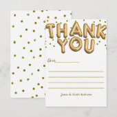 Gouden ballonnen Confetti Stippen Modern Dank je k Bedankkaart (Voorkant / Achterkant)