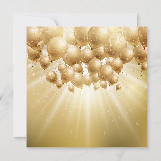 Gouden ballonnen en glitters Nieuwjaarsfeest Kaart (Achterkant)