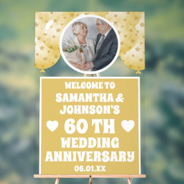 Gouden Ballonnen Foto 60e trouwdag Acryl Bord