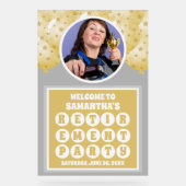 Gouden ballonnen foto Pensioen Welkom Frosted Acryl Bord (Voorkant)