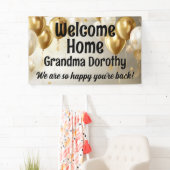 Gouden ballonnen gepersonaliseerd welkom thuisbord spandoek (Insitu)