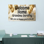 Gouden ballonnen gepersonaliseerd welkom thuisbord spandoek (Beurs)