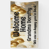 Gouden ballonnen gepersonaliseerd welkom thuisbord spandoek (Verticaal)
