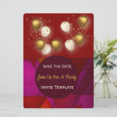 Gouden Ballonnen Glas-in-Lood Feestje Kaart (Staand voorkant)