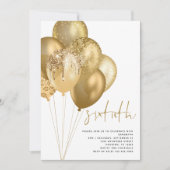 Gouden ballonnen Glitter 60e Verjaardagsfeest Kaart (Voorkant)
