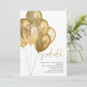 Gouden ballonnen Glitter 60e Verjaardagsfeest Kaart (Staand voorkant)